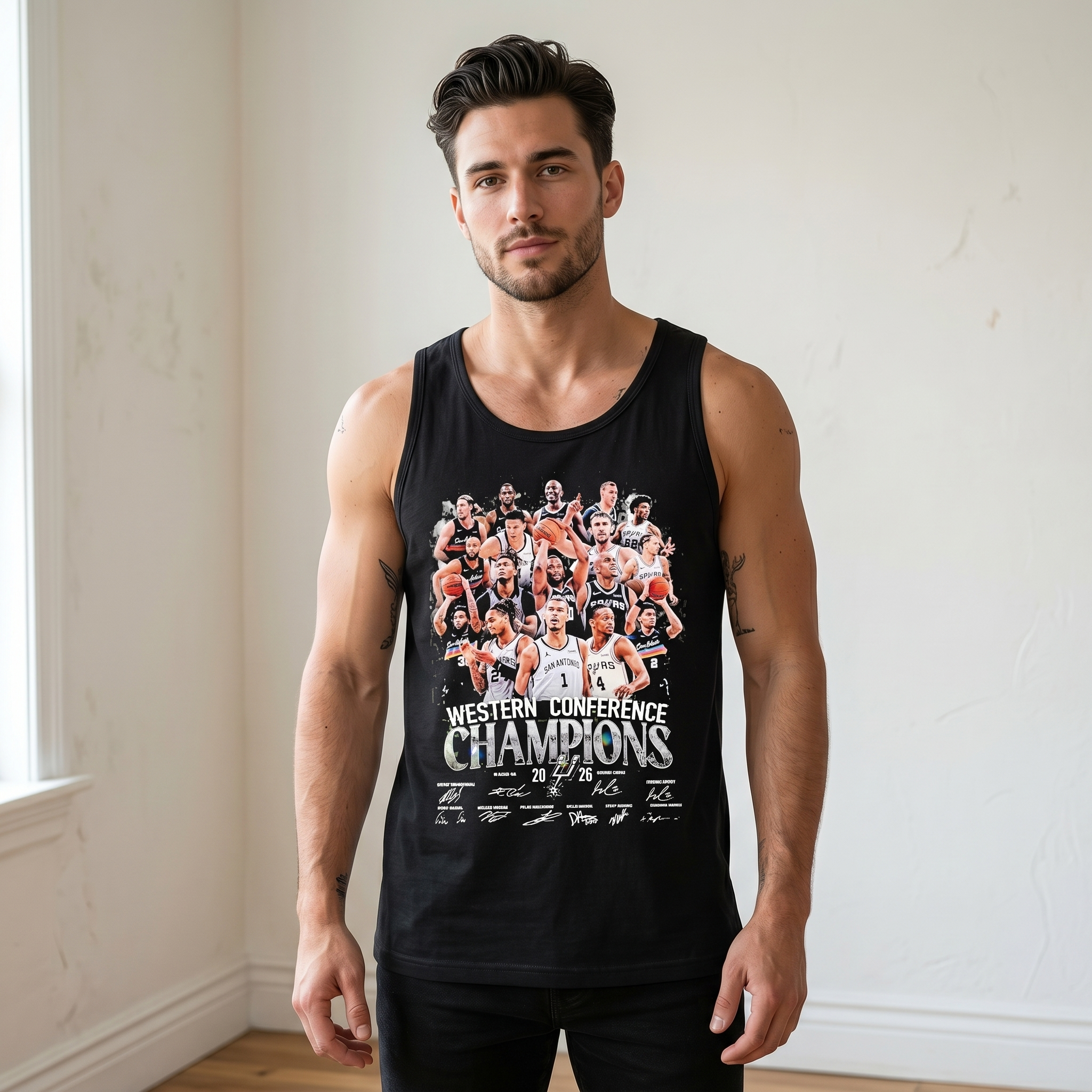 San Antonio Spurs Shirt 2026 Western Conference Champions Tee Victor Wembanyama Bootleg T-Shirt Retro Basketball Graphic Crewneck Gift for Spurs Fan (2)