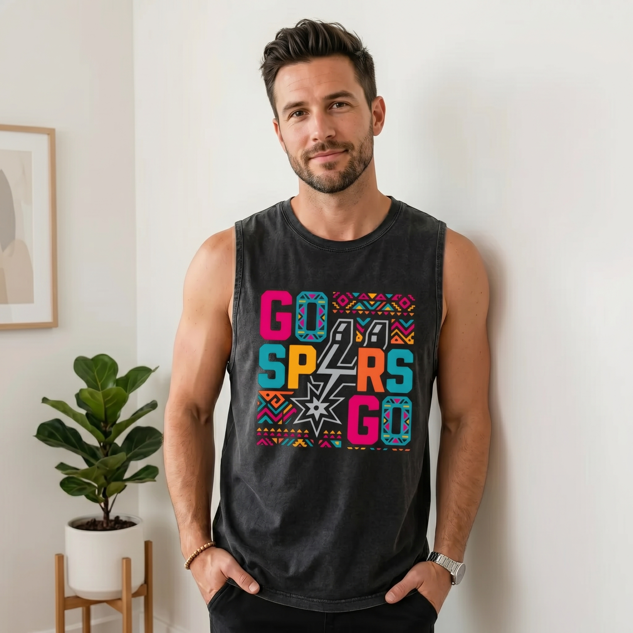 Vintage Spurs Tank Top, San Antonio Basketball Game Day Shirt (1)