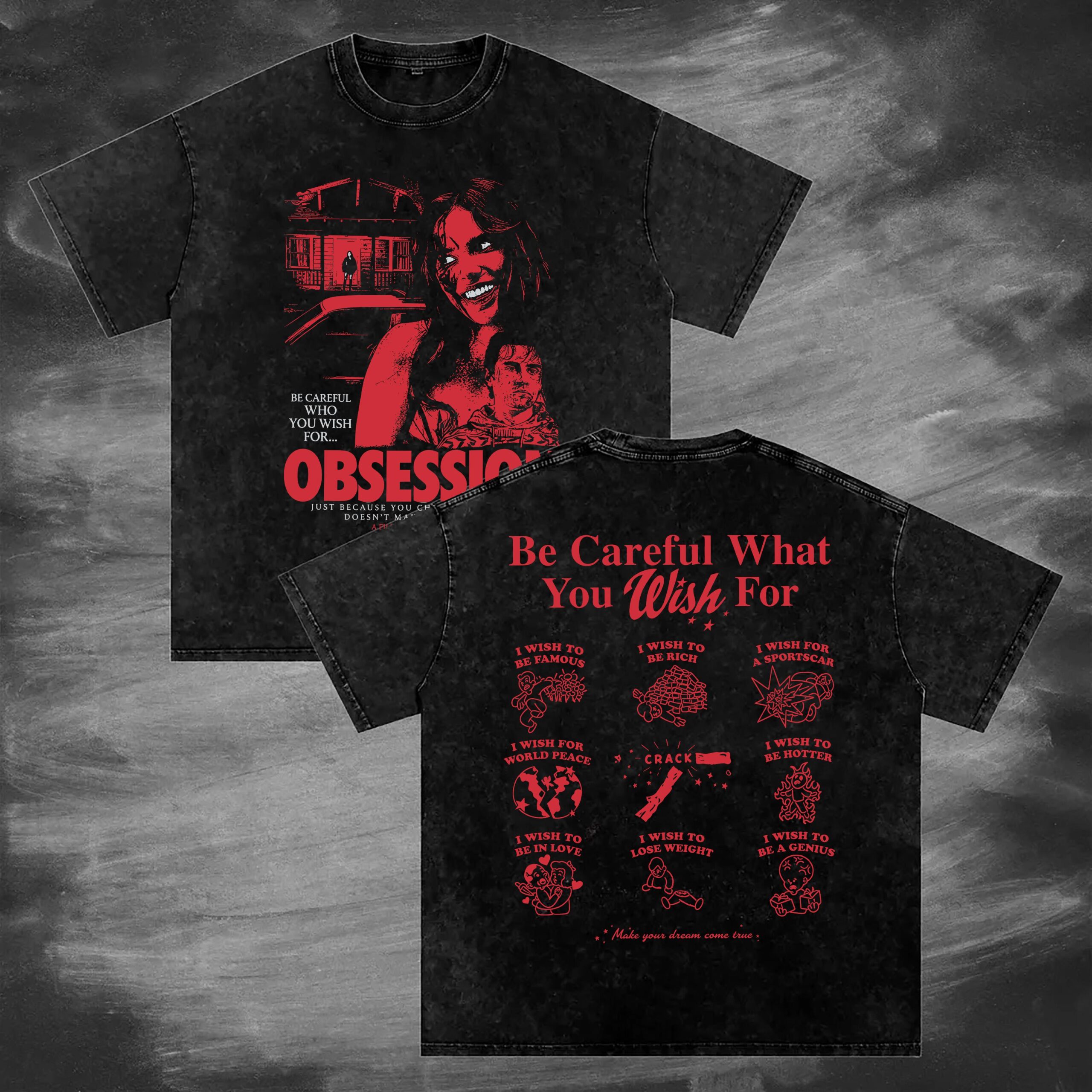 Acid Wash Obsession Movie Tee, One Wish Willow Comfort Colors® Shirt, Thriller Halloween T-Shirt, Horror Movie Gift