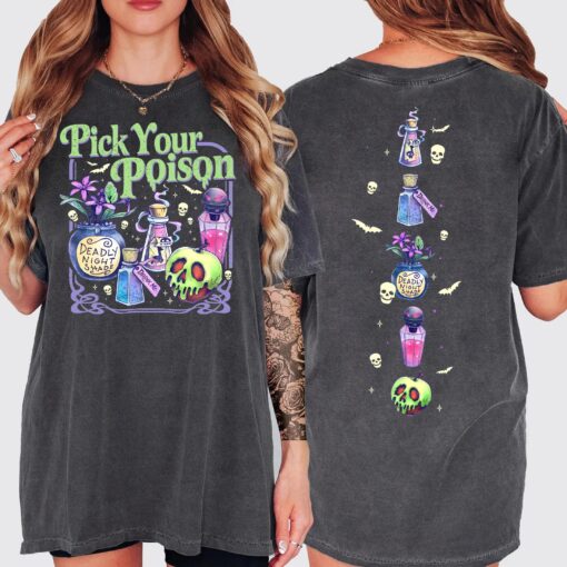 Comfort Colors® Pick Your Poison T-Shirt, Halloween Shirt, Vintage Oh Right That Poison 2 Sides Tee, Llama Poison For Kuzco, Spooky Season Gift