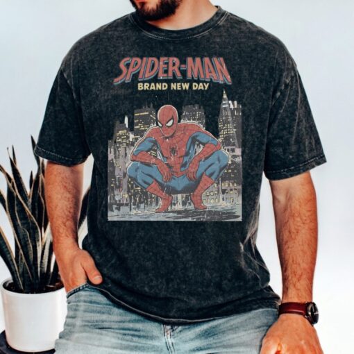 Vintage Spider Man Comic Cover Shirt, Marvel Superhero Comic Book Acid Wash Tee, Retro Comfort Colors Spiderman Brand New Day Graphic Shirts, Gift for Fan
