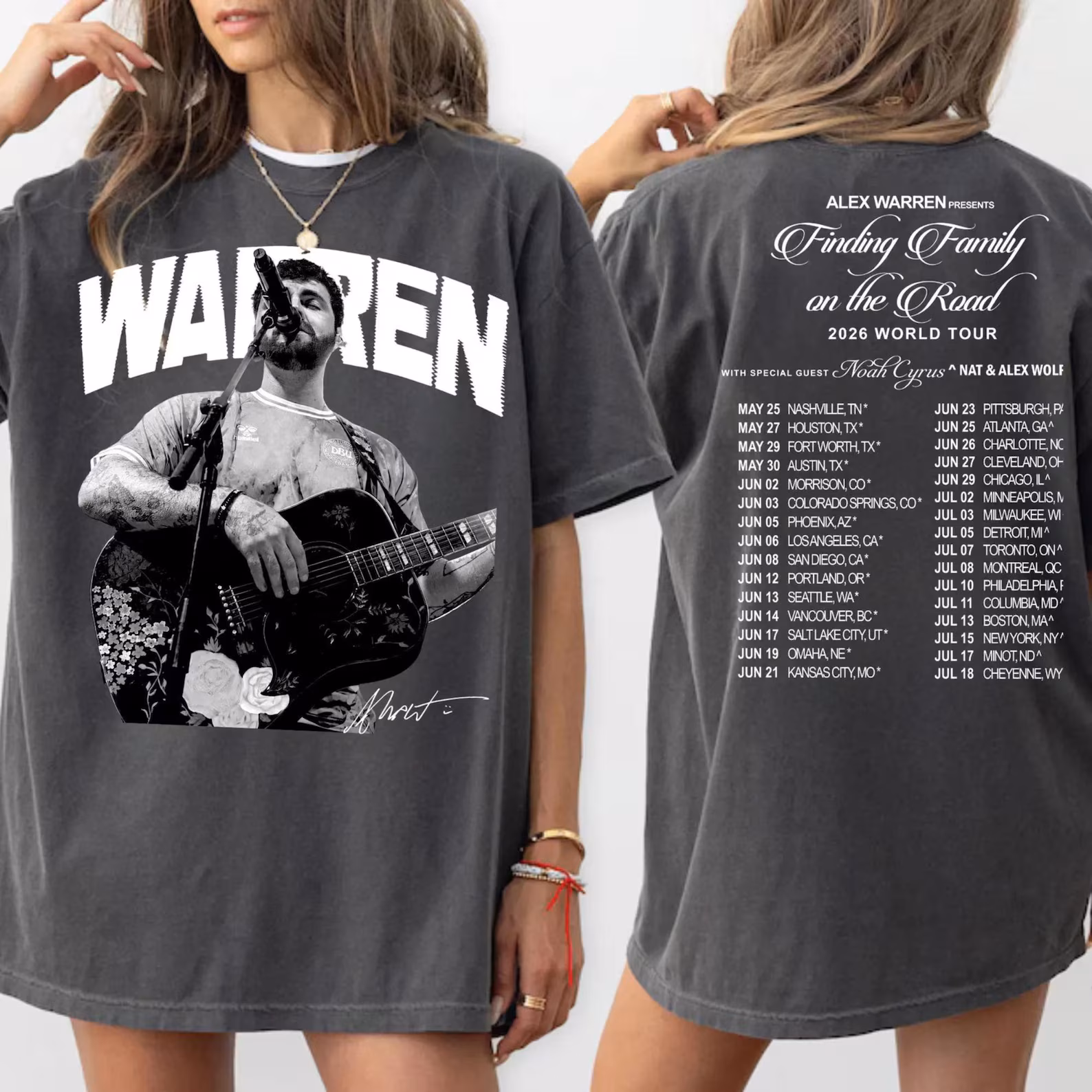 Vintage Alex Warren Moon Shirt, Retro 2026 World Tour T-Shirt, Finding Family on the Road Tee, Distressed Music Concert Apparel, Fan Gift