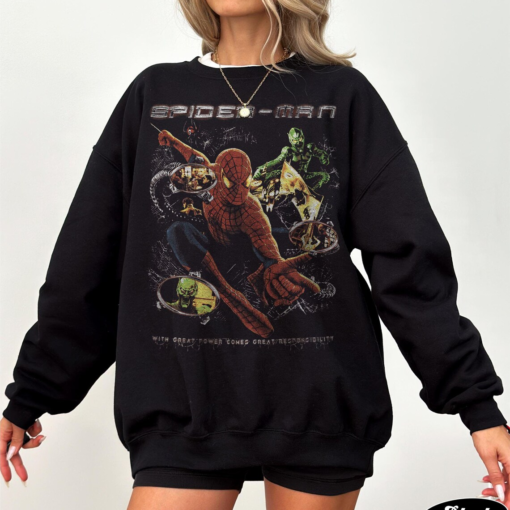 Retro 90's Spider Man Homage Shirt, Spider-Man Fan Tee Graphic T-Shirt, Retro Spiderman Comic Shirt, Marvel Avengers Spiderman Sweatshirt