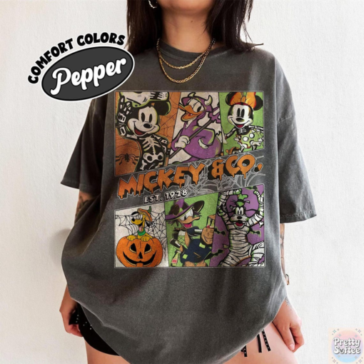Vintage Halloween Graphic Tee - Retro Cartoon Group Shirt, Oversized Aesthetic Fall Apparel for Spooky Season Holiday Outfit