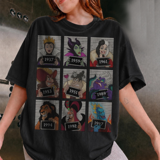 Vintage Villain Graphic Tee, Retro Mugshot Aesthetic Shirt, Oversized Bad Guy Apparel
