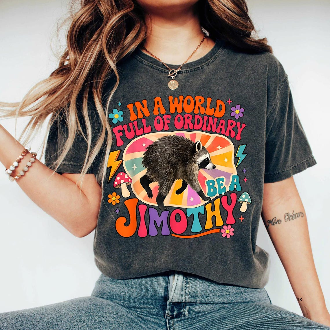 Retro Jimothy Raccoon Shirt, In a World Full of Ordinary Be a Jimothy Graphic Tee (1)