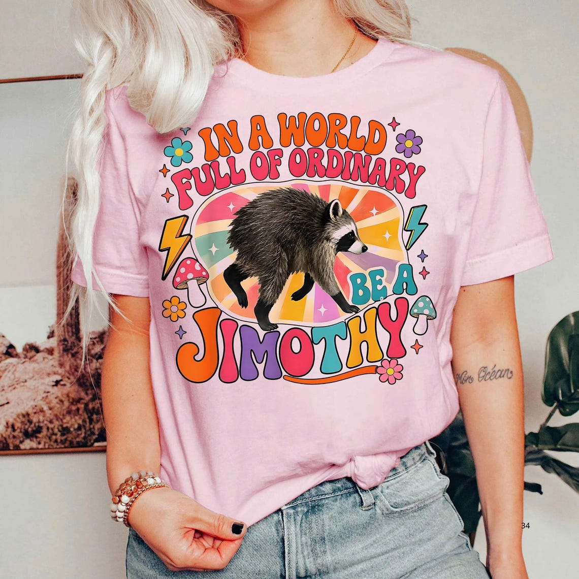 Retro Jimothy Raccoon Shirt, In a World Full of Ordinary Be a Jimothy Graphic Tee (3)