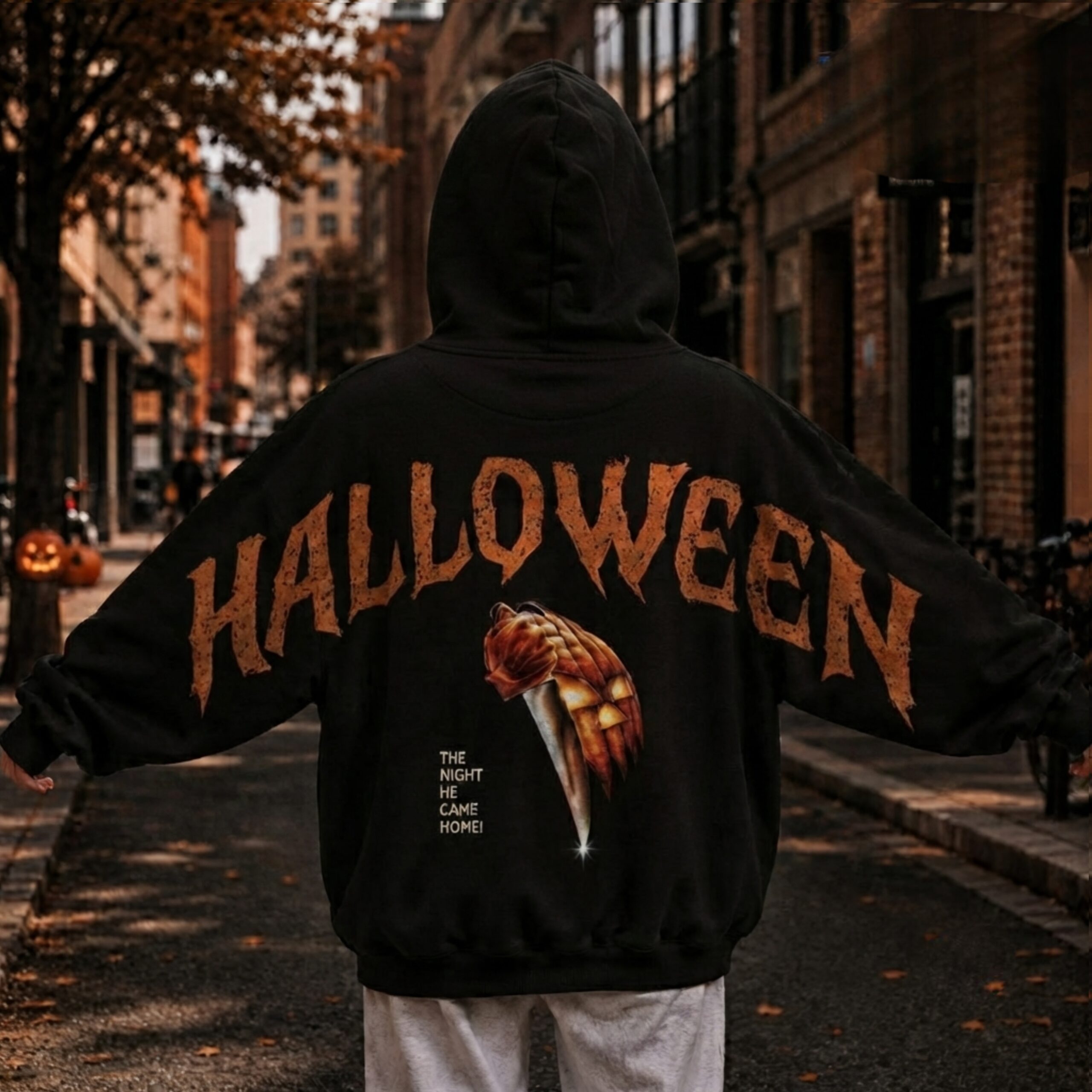 Horror Halloween Movie Shoulder-to-Shoulder Sweatshirt, Scary Movie Graphic Hoodie, Spooky Season Gift