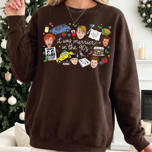 Vintage Home Alone Sweatshirt, It Was Merrier in The 90s, Mccallister Family Hoodie, 90s Christmas Movies Tee Gift [FREESHIP US]