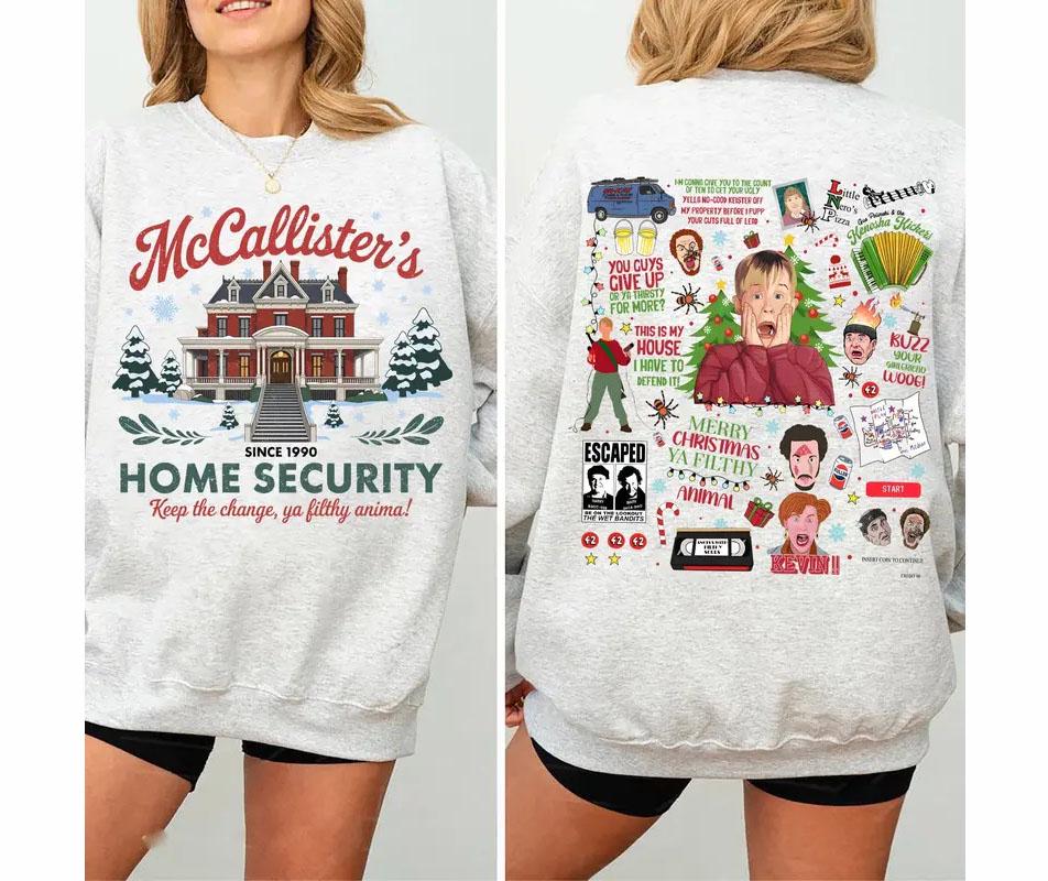 Home Alone 2 Sided Sweatshirt, Vintage Christmas T-Shirt, Retro 90s Movie Family Matching Christmas Hoodie [FREESHIP US]