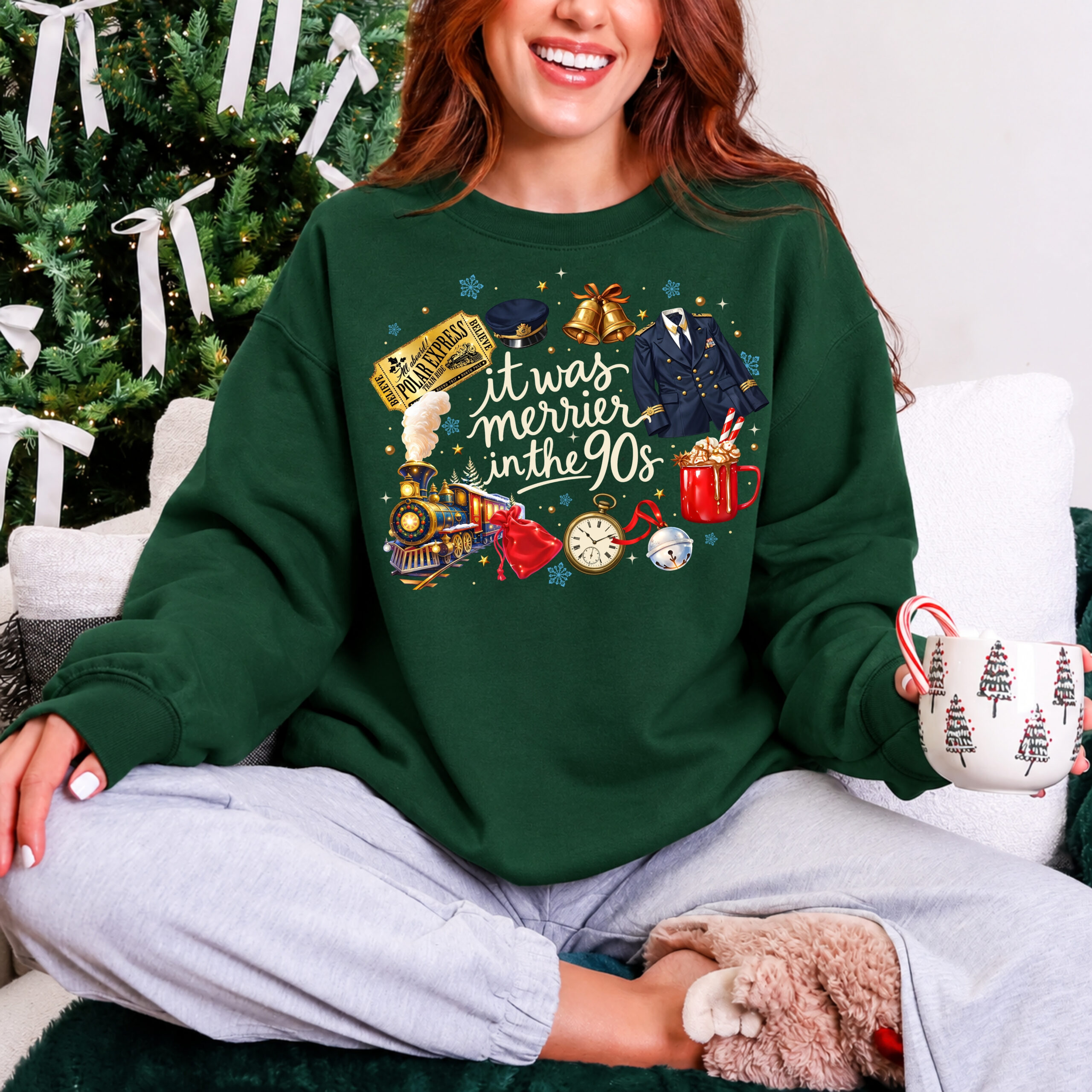 Vintage Polar Express Christmas Sweatshirt, It Was Merrier in The 90s Sweatshirt, Believe Polar Express Hoodie, 90s Christmas Movies Tee Gift [FREESHIP US]